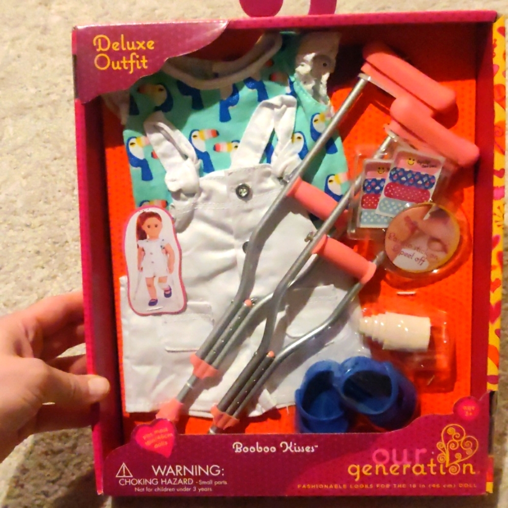 New!Our Generation Booboo Kisses Crutches Get Better Play set for 18" doll